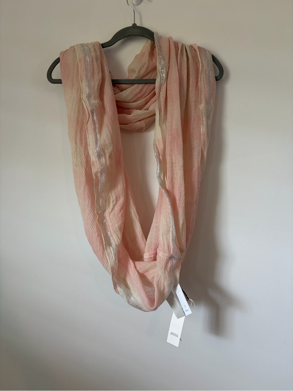 NEW loft wool cotton infinity scarf shawl lightweight pink coastal grandma